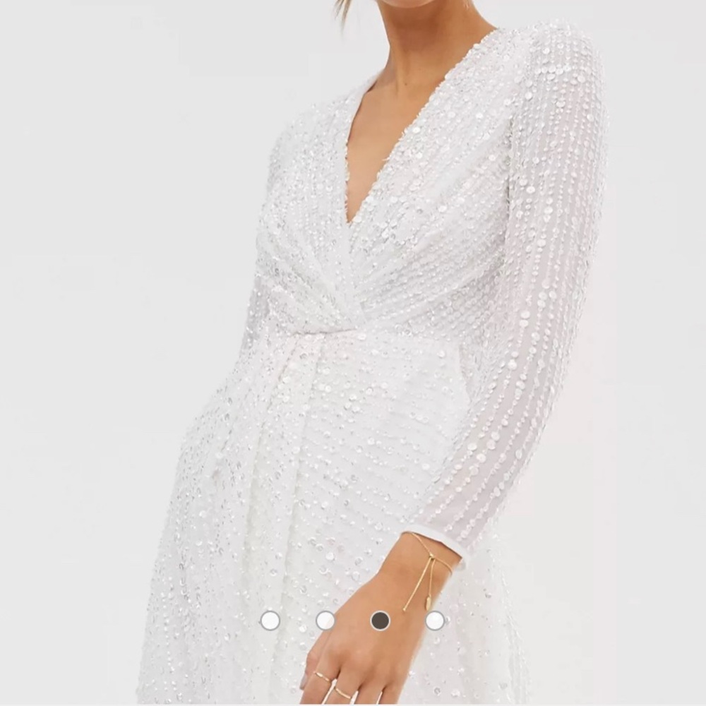 ASOS Sequin Pleated Plunge Wrap Wedding Dress